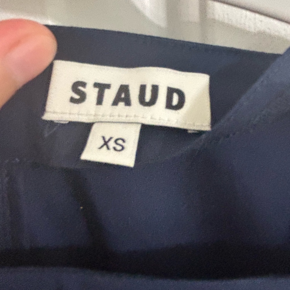 STAUD Amy Blue Smocked A-Line Mini Dress - Picture 5 of 5